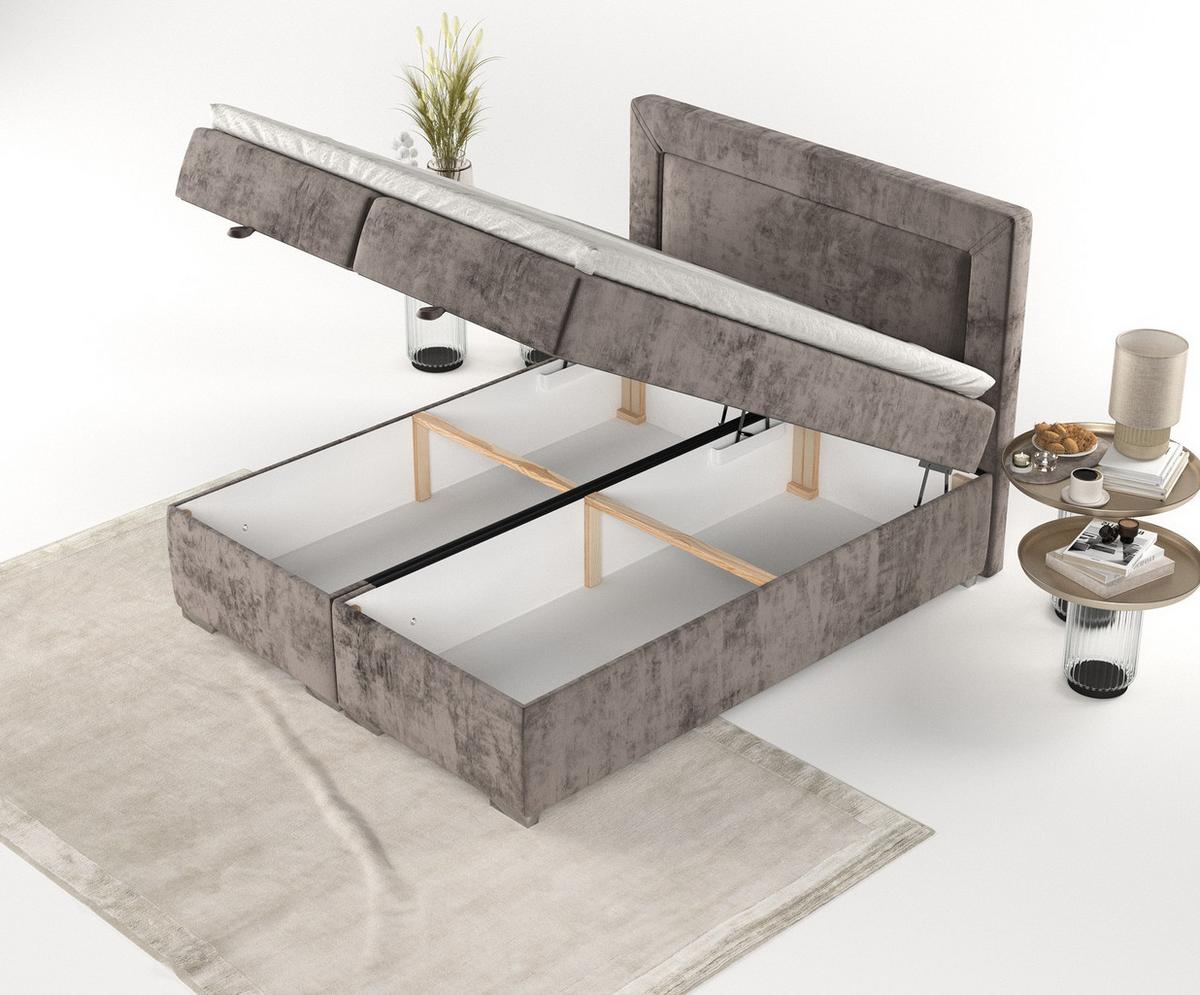 BOXBETT Lontano 140/200 cm Braun im Lotta Stoff - Chromfarben/Braun, Holz/Holzwerkstoff (140/200cm) - AltaBeds