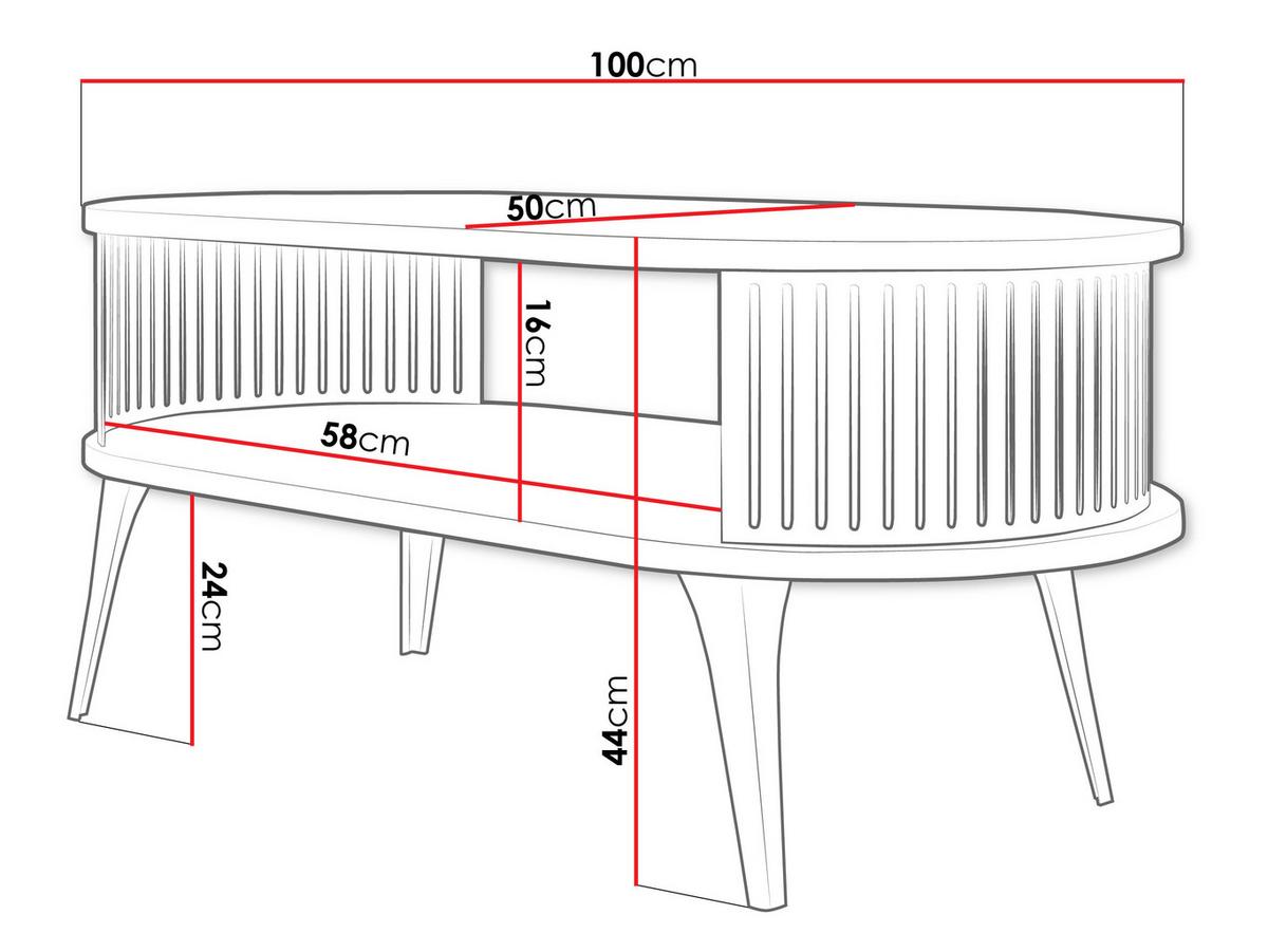 COUCHTISCH Roenni Oval - Nussbaumfarben/Schwarz, Holzwerkstoff/Metall (100/50/44cm) - MIRJAN24