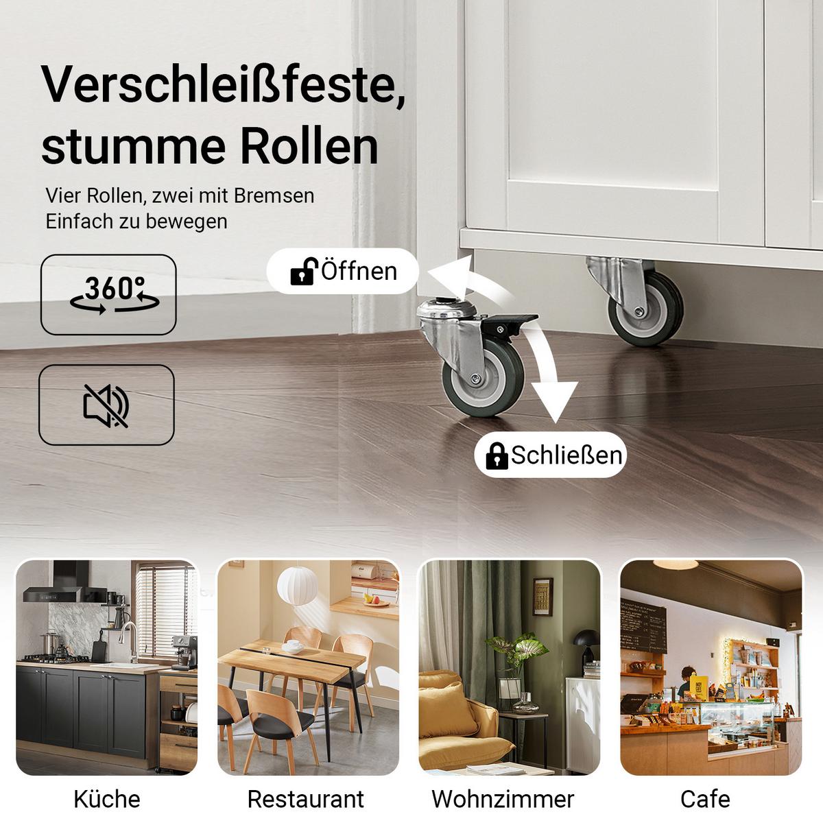 KÜCHENWAGEN Weiß - Weiß, Holzwerkstoff (60/90/45cm) - SoBuy