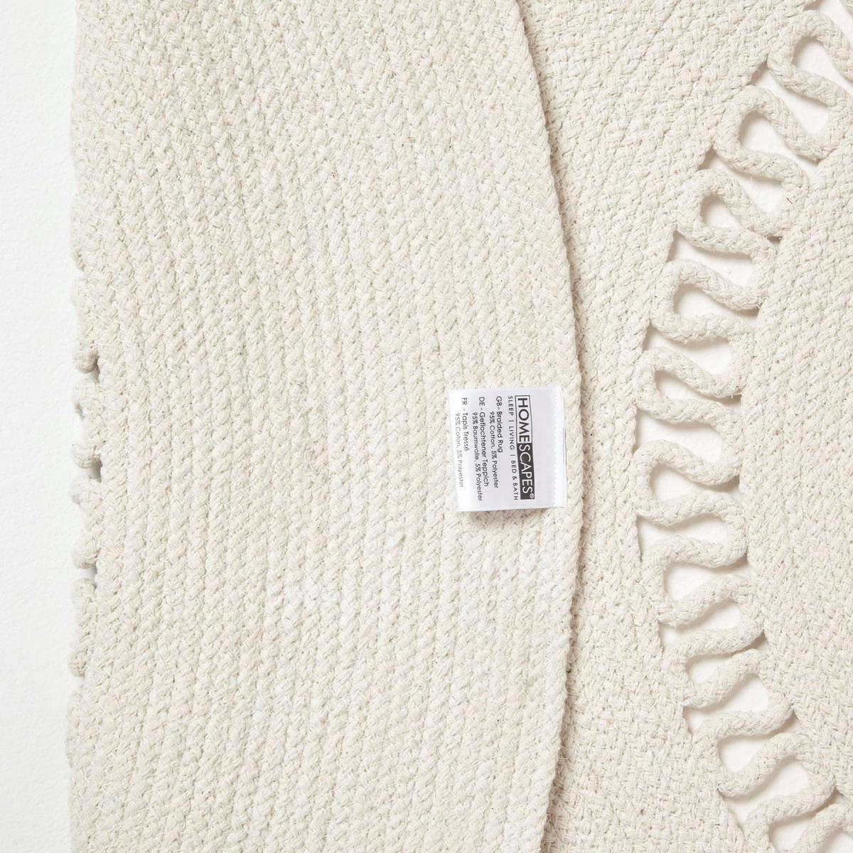 TEPPICH geflochten rund mit Häkel-Muster 120 cm - Creme, Textil (120/120cm) - Homescapes