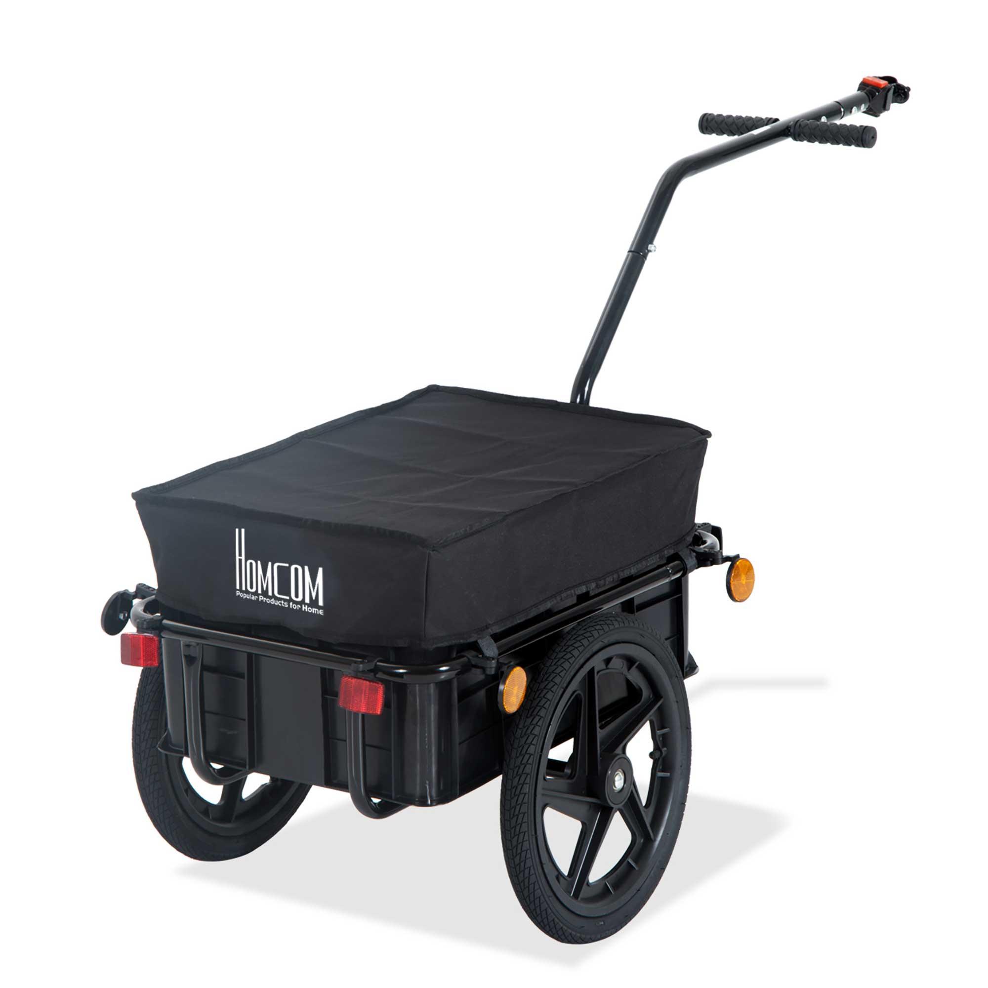 FAHRRADANHÄNGER Lastenanhänger 40 kg Belastbarkeit Transportanhänger Stahl - Schwarz, Metall (59/80/144cm) - HOMCOM