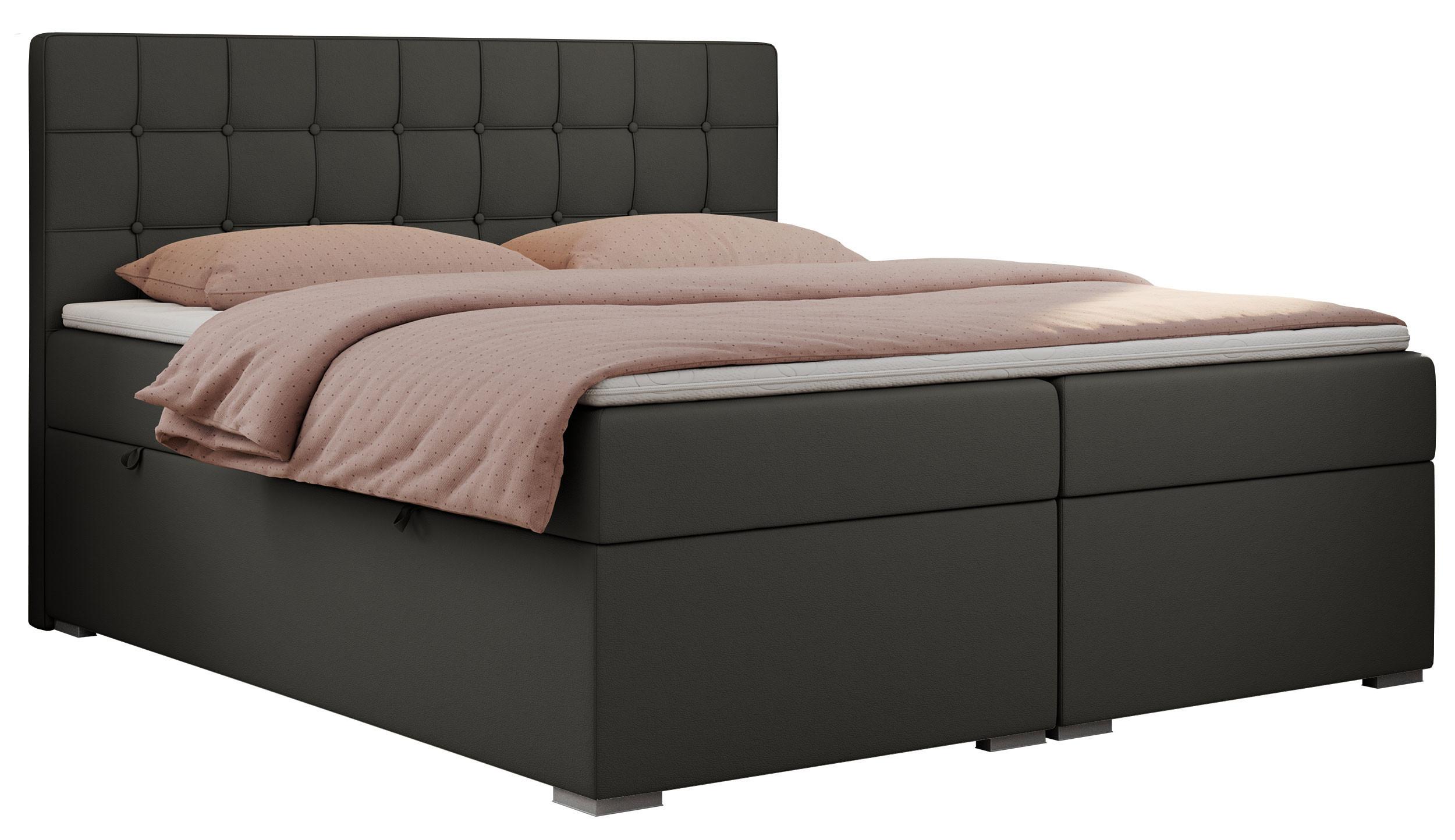 BOXBETT CARMEN 140/200 Dunkelgrau Kunstleder - H4 - Dunkelgrau, Holz/Textil (140/200cm) - MKS