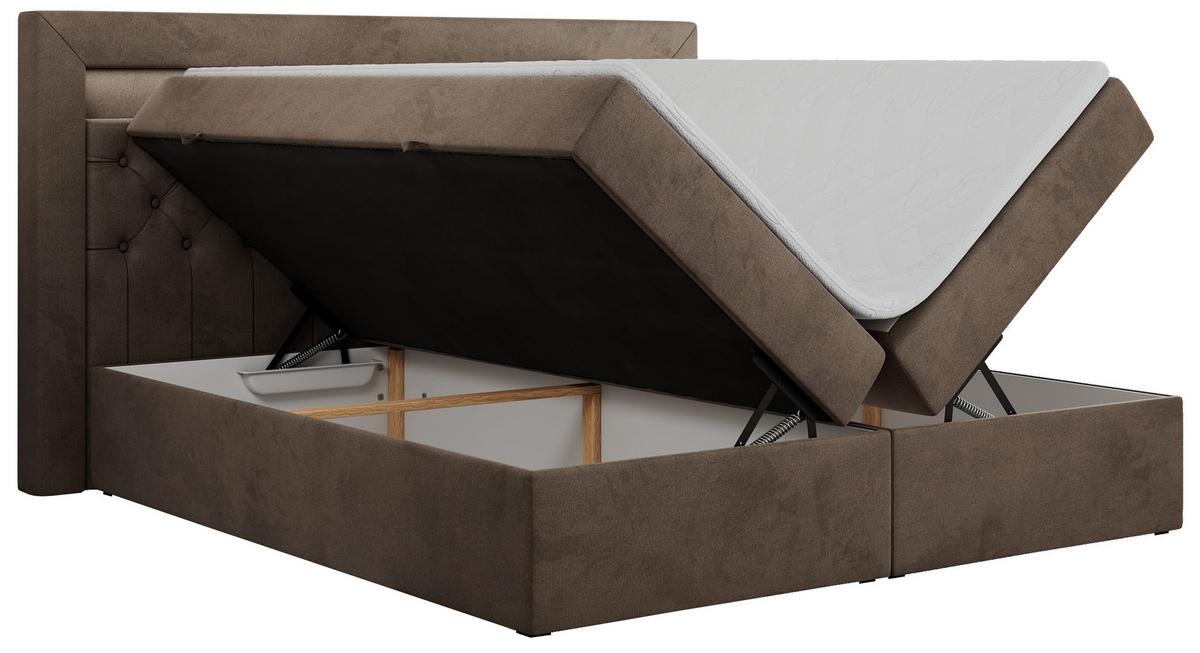 BOXBETT GOLD-6 LED 120/200 Braun Velvet - H4 - Braun, Holz/Textil (120/200cm) - MKS