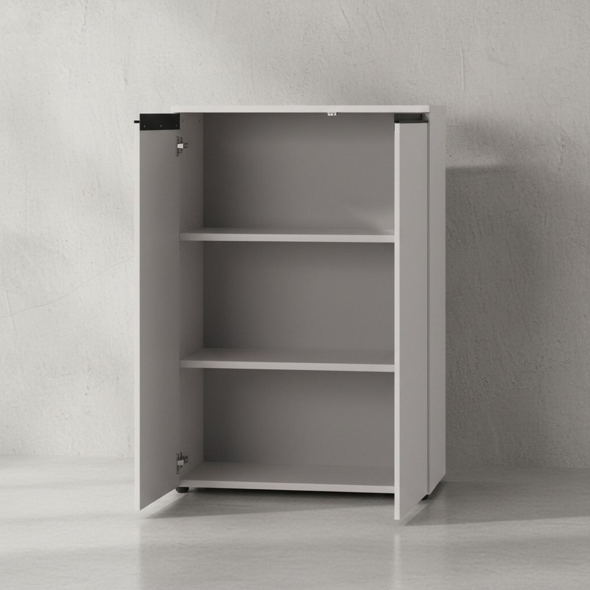 AKTENSCHRANK 2-türig Soft-Close, 3 Ordnerhöhen 81x120x40 cm Greige - Beige, Holzwerkstoff (81/120/40cm) - KADIMA DESIGN