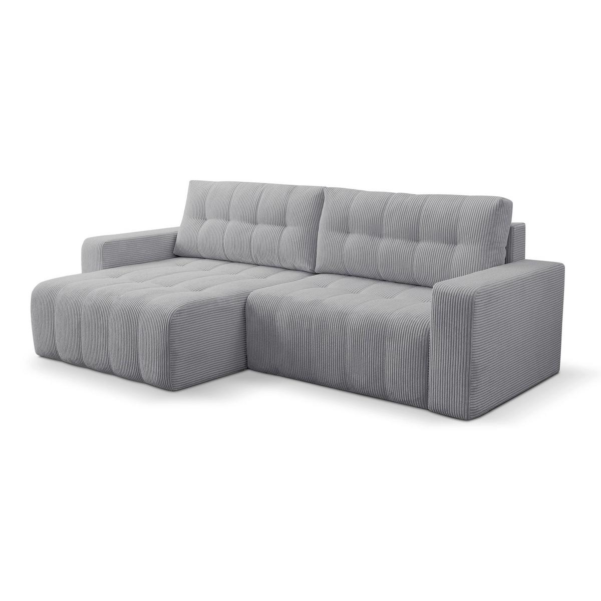 ECKSOFA Maillo Hellgrau Cord - Hellgrau/Schwarz, Kunststoff/Textil (245/143cm) - Selsey
