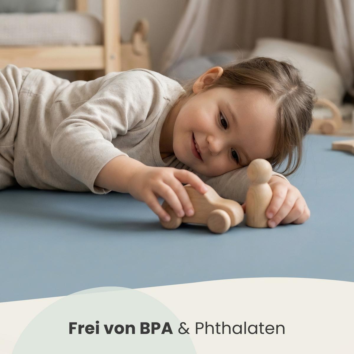 SPIELMATTE mit Rand - 90/90/1 cm Puzzlematte Blau - Blau, Kunststoff (30/30cm) - Littletom