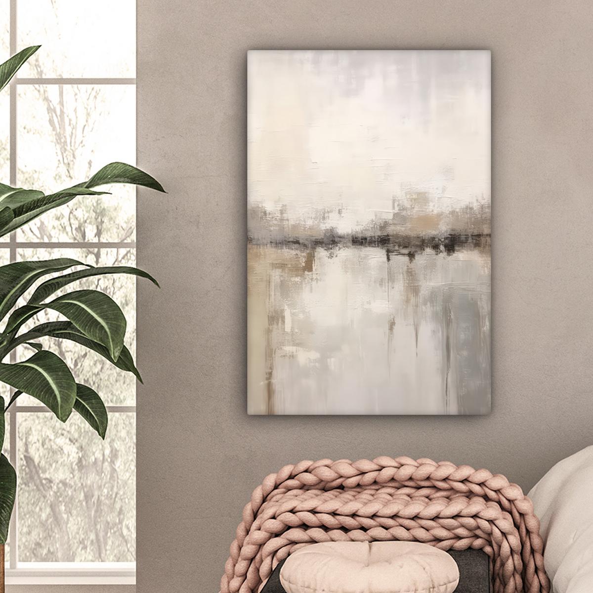 LEINWANDBILD Moderne Kunst - Abstrakt - Beige Wanddeko 40x60 cm - Beige, Textil (40/60cm) - MuchoWow