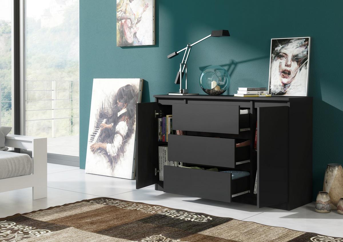 KOMMODE Schwarz 120/79/39 - Schwarz, Holzwerkstoff (120/79/39cm) - RAUMHIRSCH FURNITURE