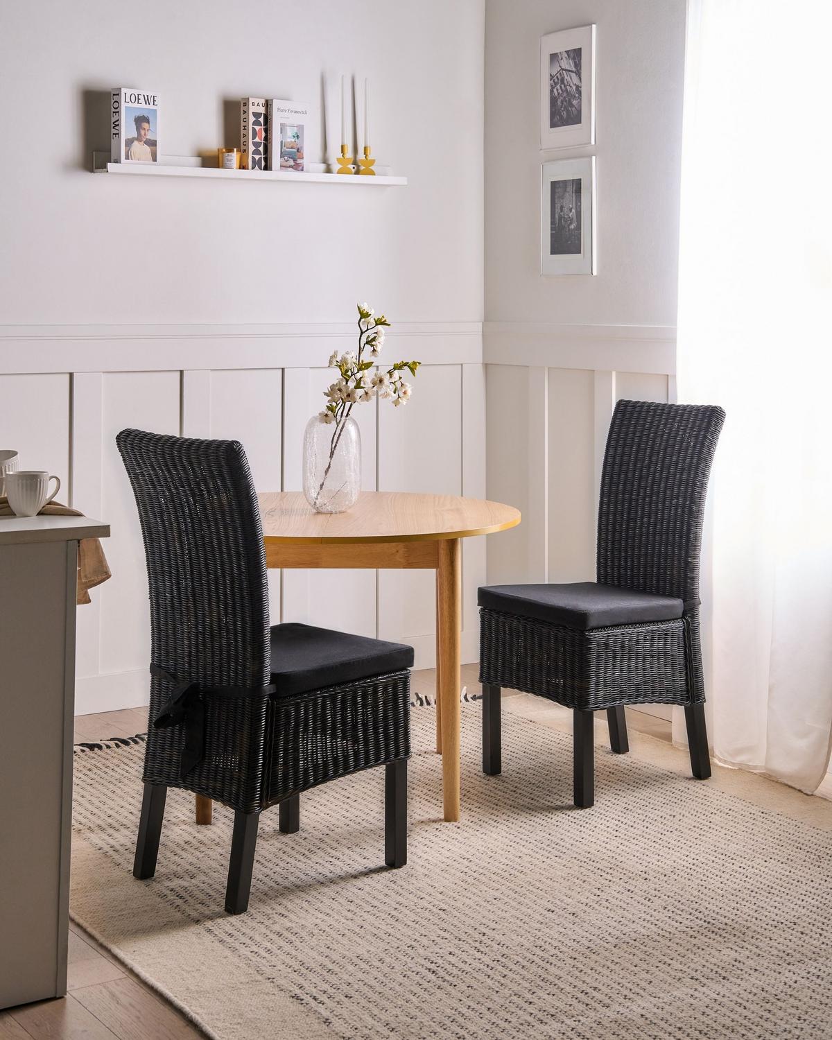 ESSZIMMERSTUHL 2er-Set Schwarz Andes - Schwarz, Naturmaterialien (43/105/50cm) - Beliani