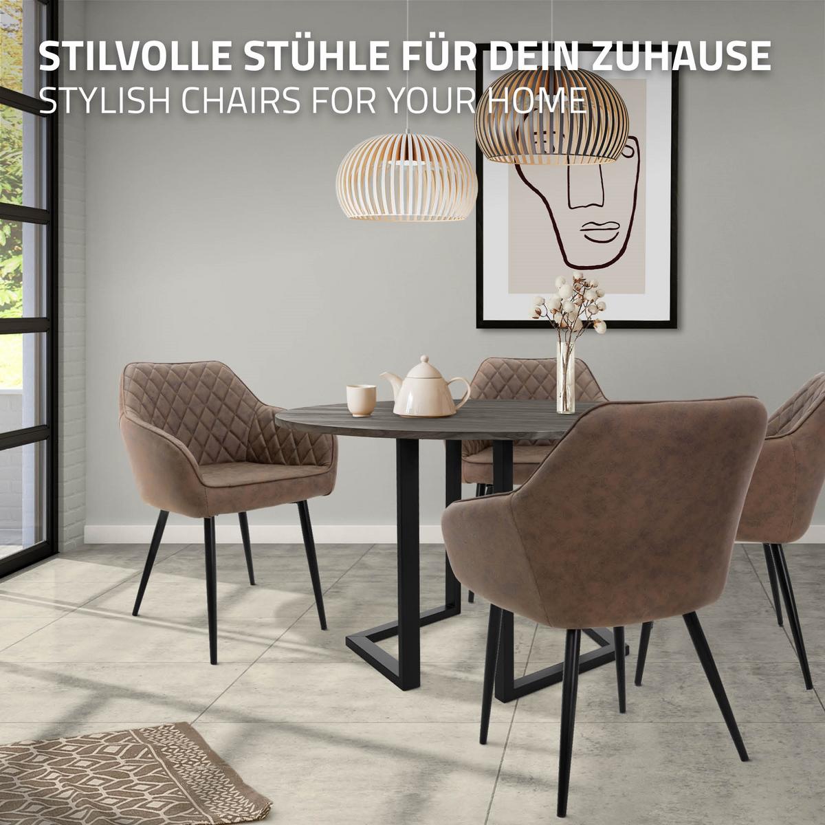 ESSZIMMERSTUHL 4er Set Braun Kunstleder - Schwarz/Braun, Kunststoff/Metall (60/80/63cm) - ML-DESIGN