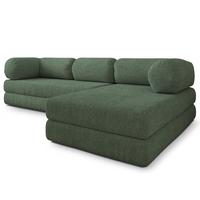 ECKSOFA KELI modulares Boneless Sofa mit Schlaffunktion Grün Boucle-Stoff - Grün, Textil (270/160cm) - MASSENO