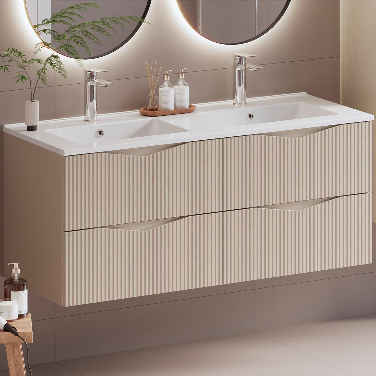 WASCHTISCHUNTERSCHRANK 120cm Tao Kaschmir - Beige, Holzwerkstoff (120/50/46.5cm) - Petits-meubles