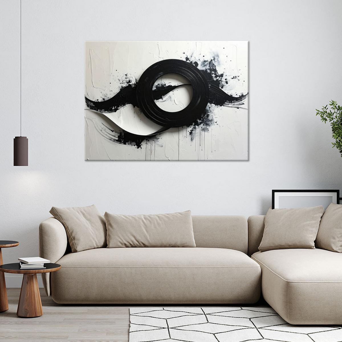 LEINWANDBILD Abstraktion 45x30cm - Schwarz, Textil (45/30cm) - Feeby