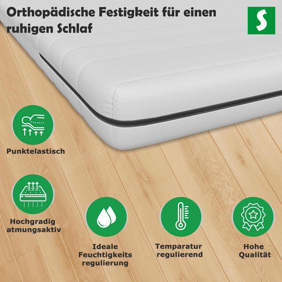 KALTSCHAUMMATRATZE – Wendematratze H2/H3 mit abnehmbarem Bezug 100x190 cm - Weiß, Textil (100/190cm) - Schlaftroll