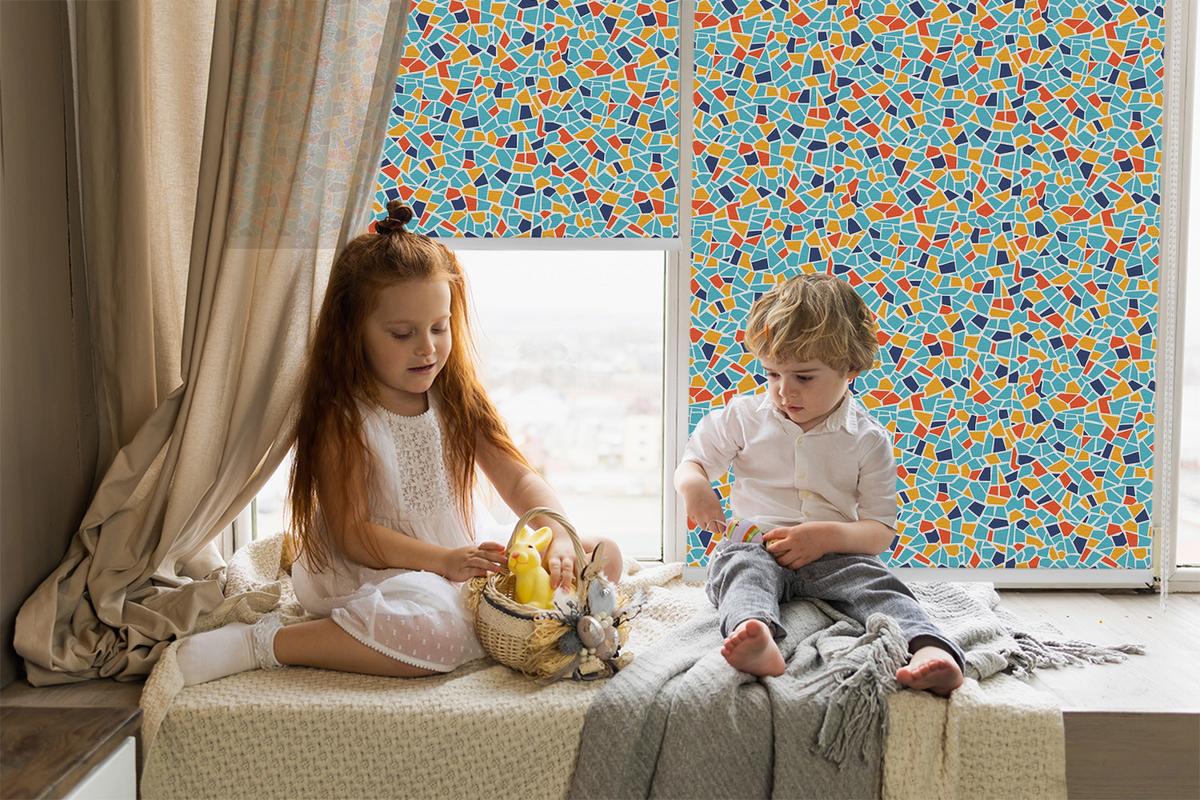 INNENROLLO - Fensterrollo - Rollo - 110x140 cm - Formen - Blau, Kunststoff (110/140/0.5cm) - TULUP