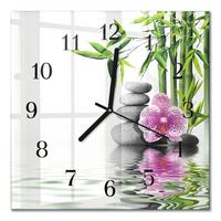 WANDUHR aus Glas 30x30 cm - Orchideensteine - Multicolor, Glas (30/30/0.4cm) - TULUP