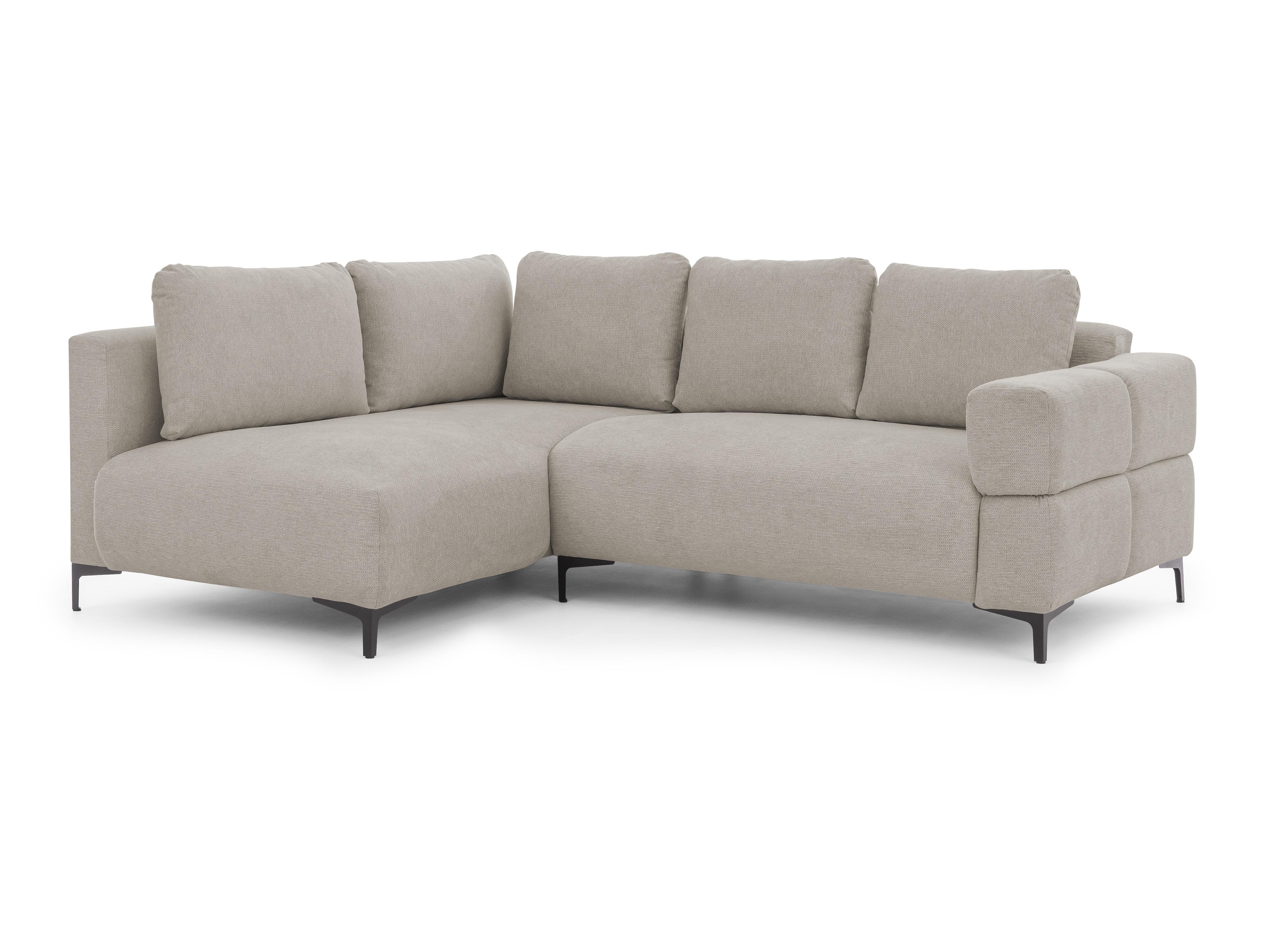 ECKSOFA Cardea in Bubble-Optik aus weichem Taupe Strukturstoff mit hohem Sitzkomfort - Ottomane links - Taupe/Schwarz, Holz/Textil (170/230cm) - S-Style