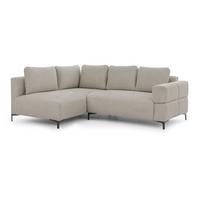 ECKSOFA Cardea in Bubble-Optik aus weichem Taupe Strukturstoff mit hohem Sitzkomfort - Ottomane links - Taupe/Schwarz, Holz/Textil (170/230cm) - S-Style
