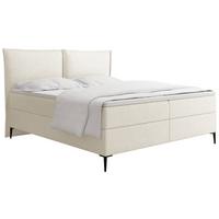 BOXBETT Calio Rise mit Bettkasten, Creme Chenille 120x200 cm – inkl. H4 Taschenfederkern Matratze & Foam Topper - Creme/Schwarz, Holz/Holzwerkstoff (120/200cm) - WFL GROUP