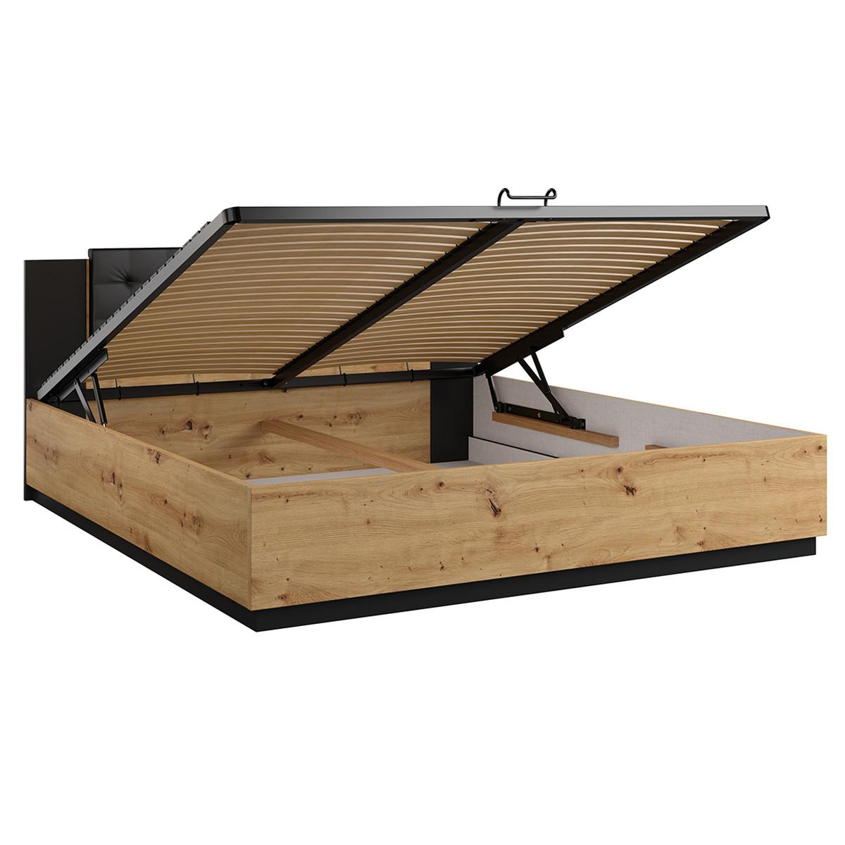 BOXBETT 180/200 Alec Holz und Schwarz - Schwarz, Holzwerkstoff (180/200cm) - Petits-meubles