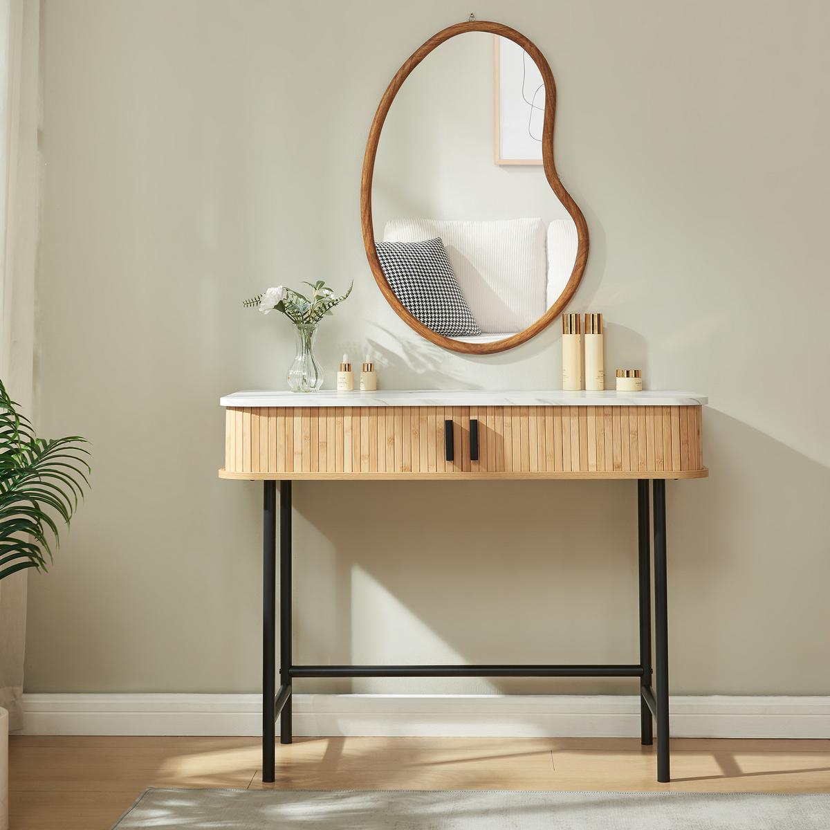 KONSOLENTISCH Tvedestrand - Schwarz/Weiß, Holzwerkstoff/Metall (50/100/76cm) - [en.casa]