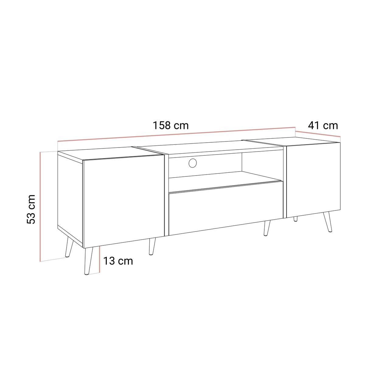 TV-ELEMENT ONYX LOFT auf Beinen 158 cm Push Open - Eichefarben, Holzwerkstoff (158/53/41.3cm) - Lookway