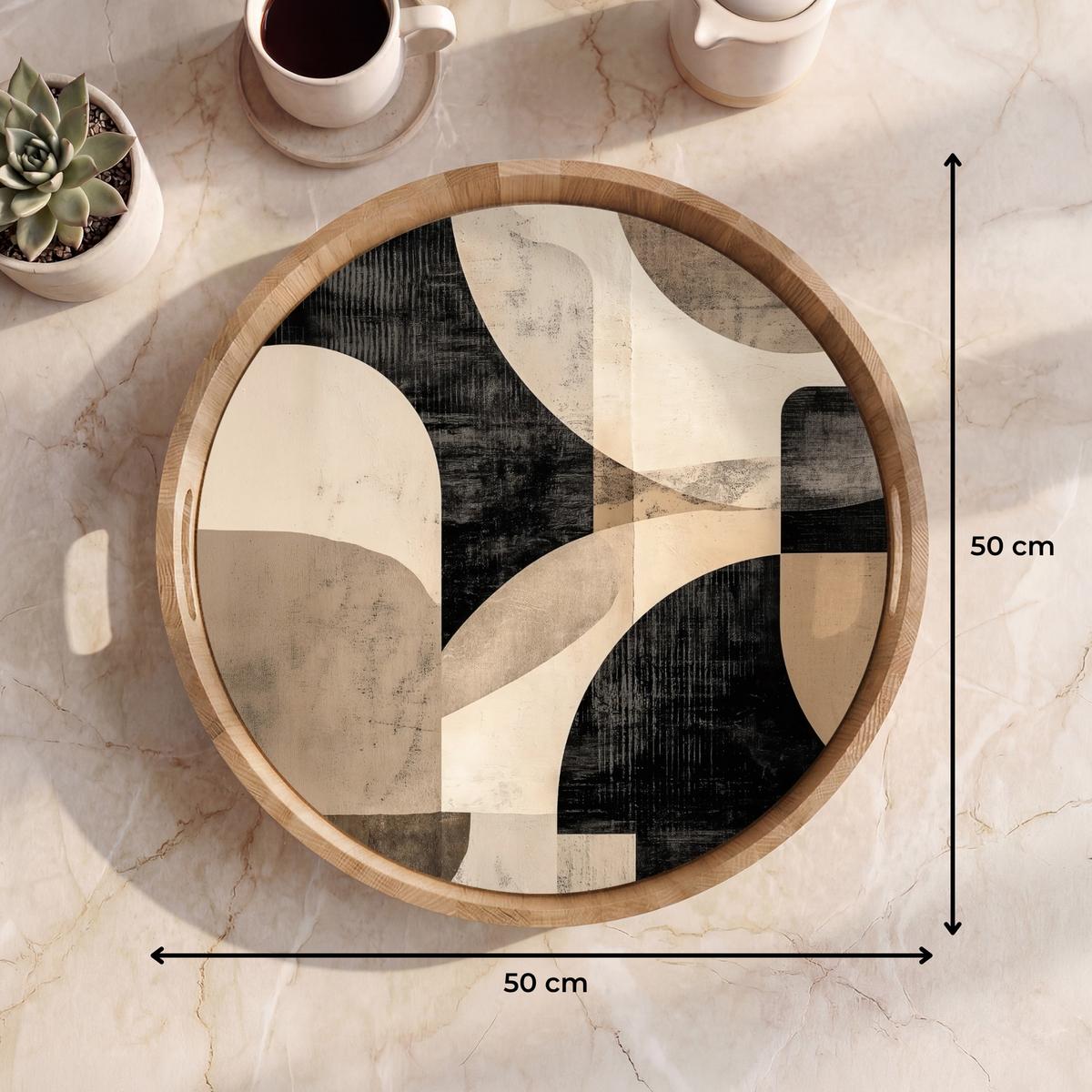 TABLETT Abstrakt - Formen - Modern - Beige 50x50 cm - Beige, Holz (50/5/5cm) - OnlyWow