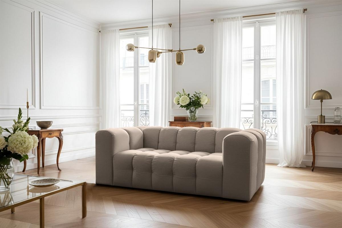 SOFASET Solvie 2-3 In Tiffani - Taupe, Holzwerkstoff/Textil (230/75/106cm) - Fun Möbel