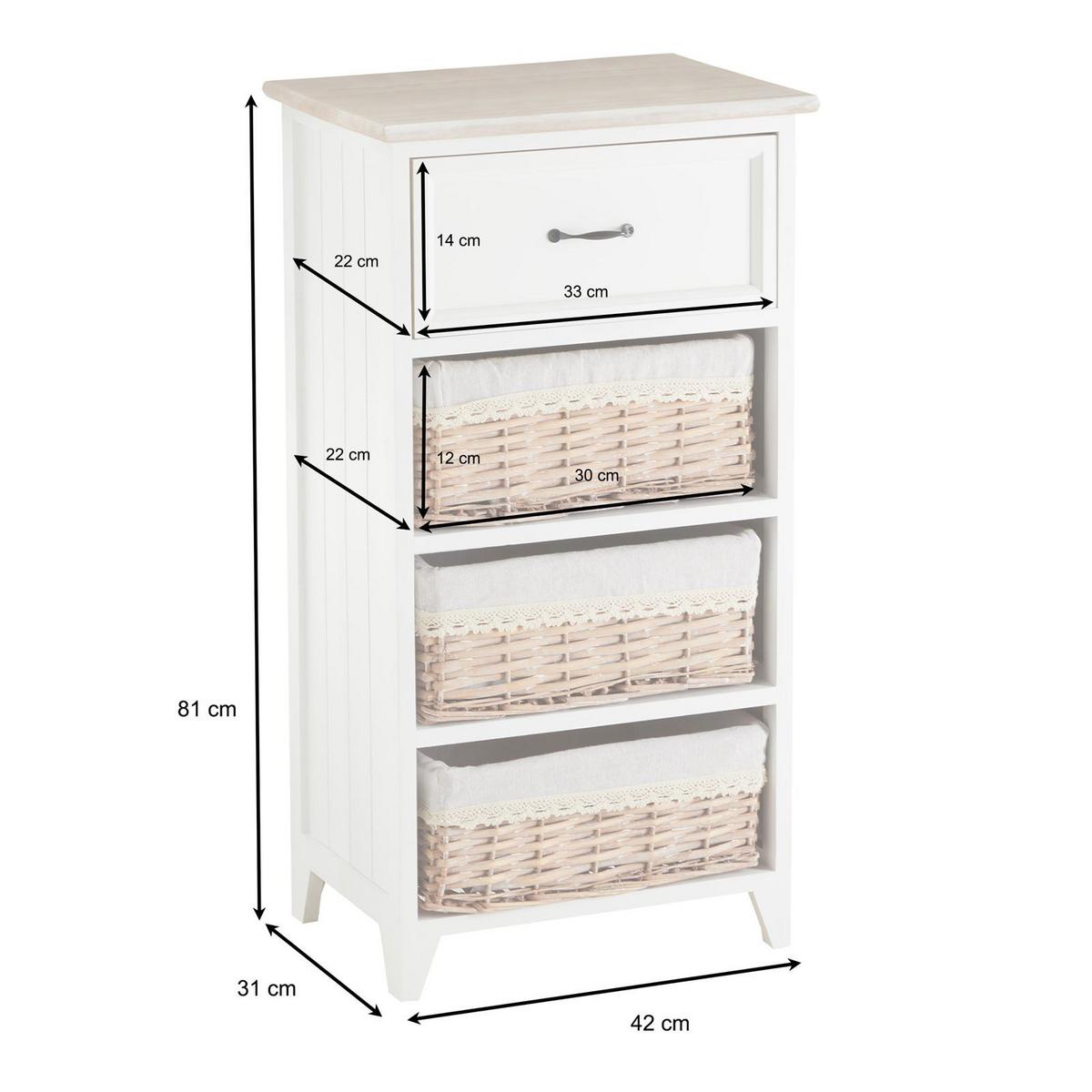 KOMMODE PROVENCE weiß - Weiß, Holz (42/80/31cm) - CARO-Möbel