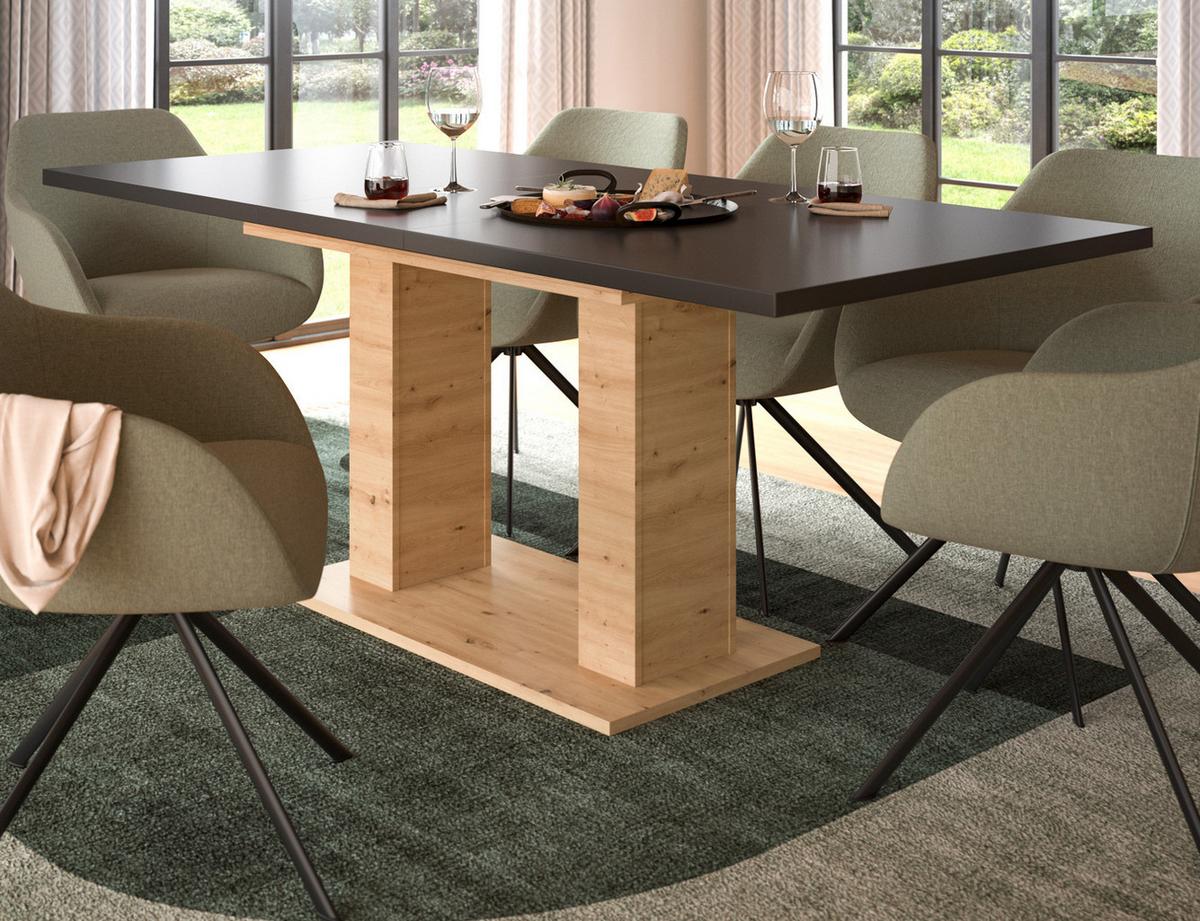 ESSTISCH grau, Eiche Artisan Küchentisch ausziehbar 150 - 190 cm - Eiche Artisan/Grau, Holzwerkstoff/Metall (150/90/76cm) - Inn.Furn