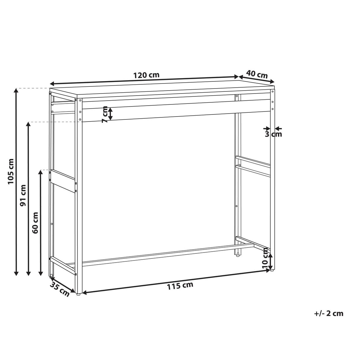 OUTDOOR-BARTISCH Schwarz Maenza - Schwarz, Metall (40/120/105cm) - Beliani