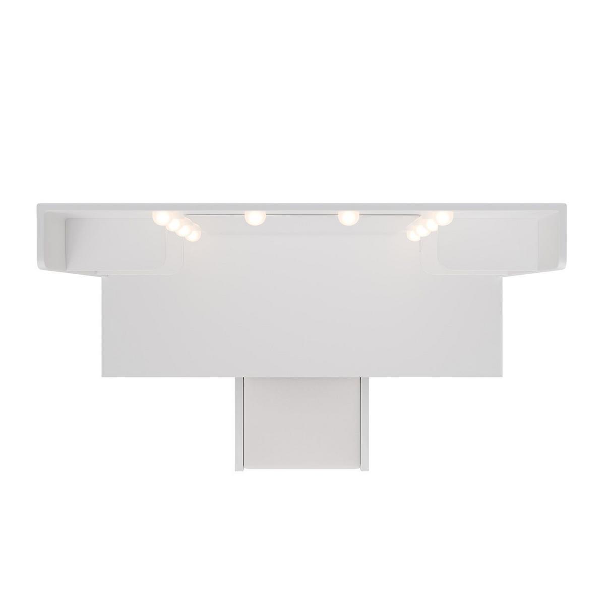 SCHMINKTISCH Malia mit LED und Hocker Melly - Weiß, Holz (107/140/40cm) - Juskys