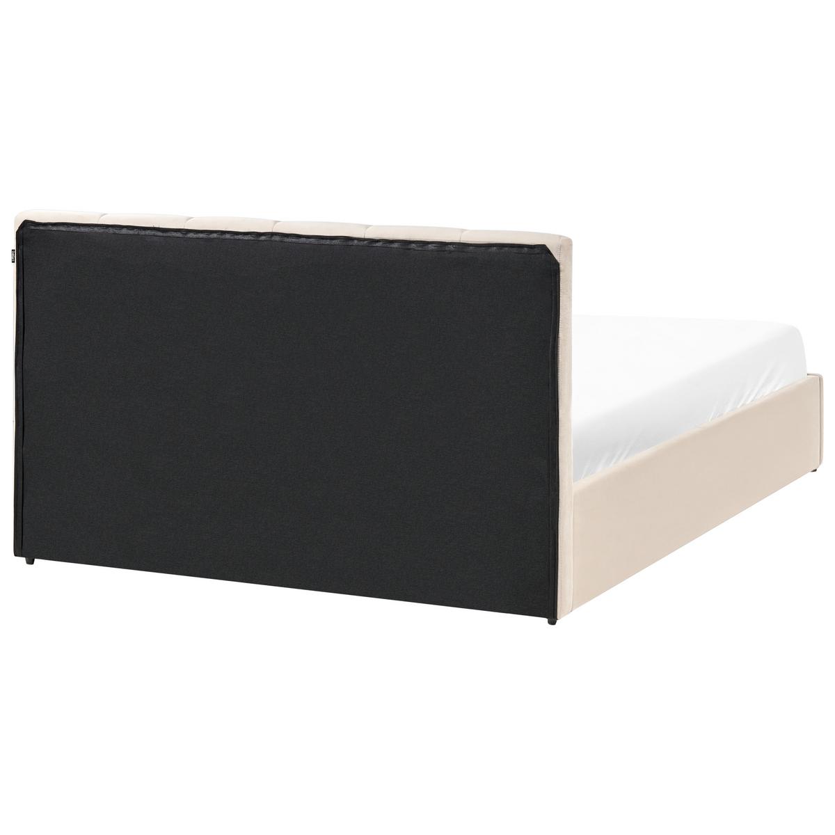 BETT mit Stauraum 140/200 cm Samtstoff Hellbeige Dreux - Beige, Textil (140/200cm) - Beliani