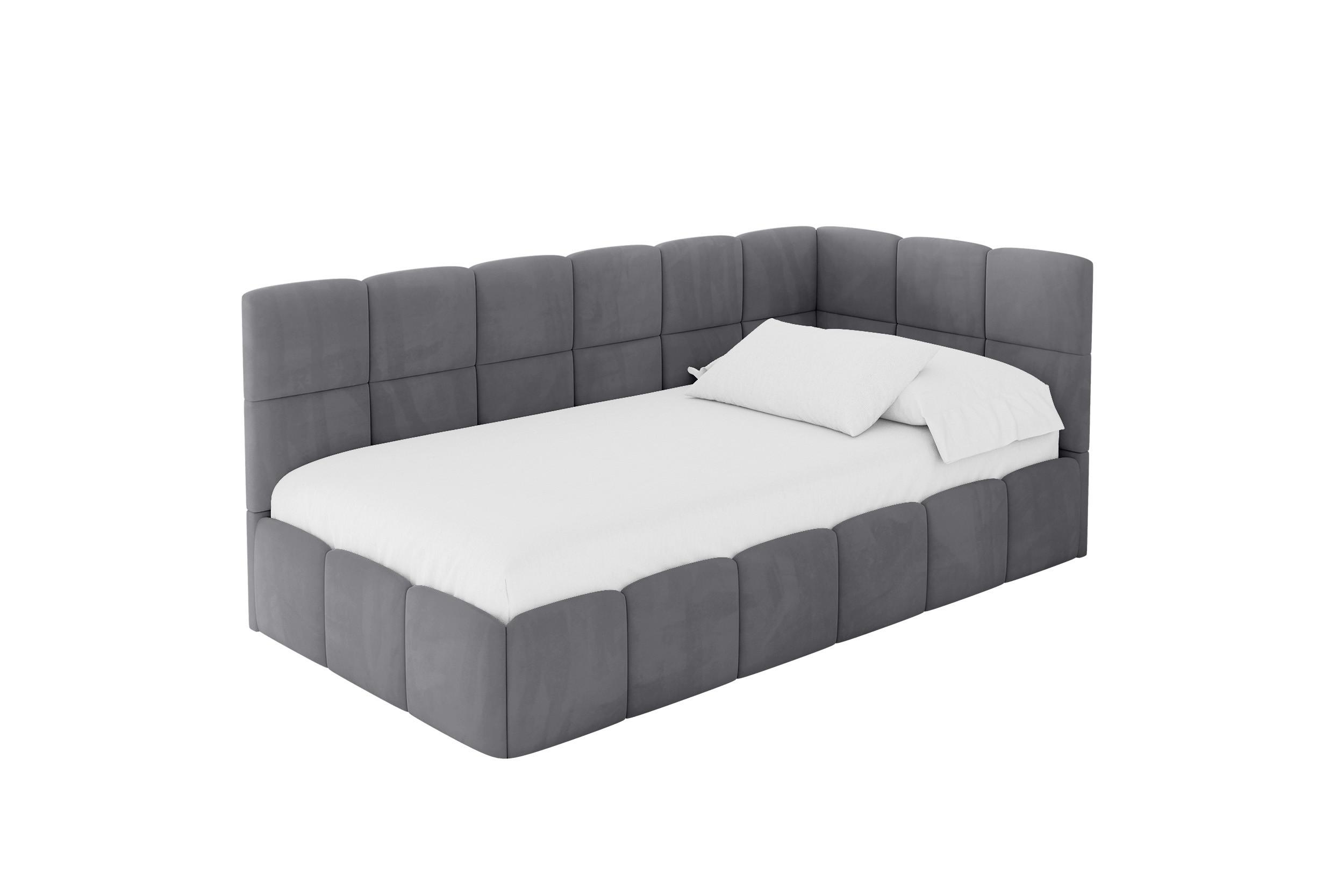 EINZELBETT Jugendbett mit Bettkasten Links, ohne Matratze - LIVY 100x200 Dunkelgrau - Dunkelgrau, Holzwerkstoff/Textil (100/200cm) - ALTDECOR