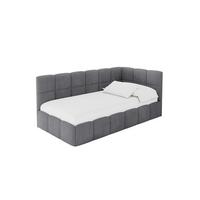 EINZELBETT Jugendbett mit Bettkasten Links, ohne Matratze - LIVY 100x200 Dunkelgrau - Dunkelgrau, Holzwerkstoff/Textil (100/200cm) - ALTDECOR