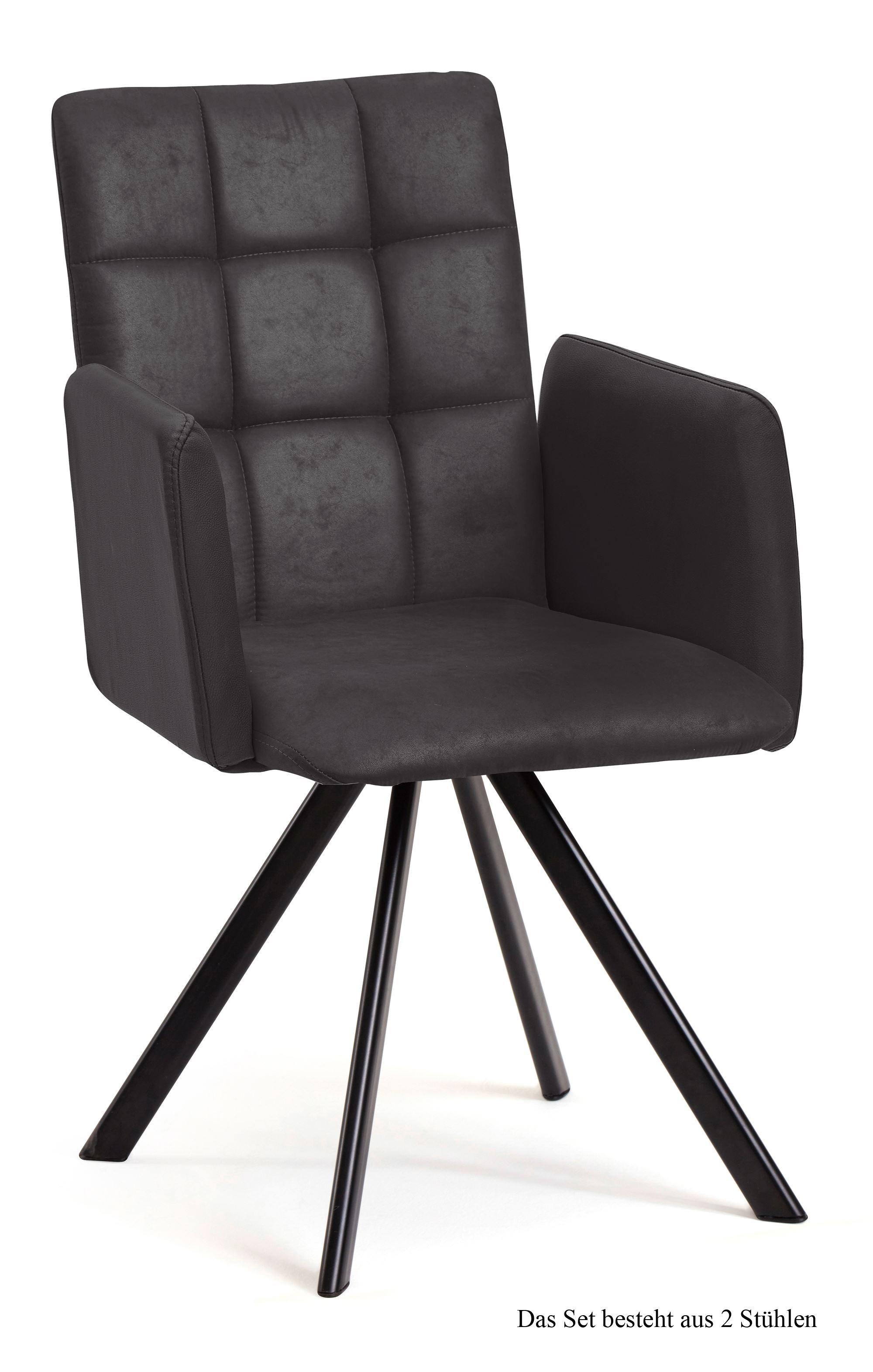 ARMLEHNSTUHL (2er-Set) Dayle 52x91x60 Schwarz/Anthrazit - Anthrazit/Schwarz, Kunststoff (60/91/52cm) - 58aufmkessel