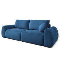 BETTSOFA ZEFEO Blau Kordstoff mit Schlaffunktion - Blau, Textil (264/96/106cm) - MASSENO