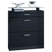 SCHUHSCHRANK Loret Front in Schwarz matt - Schwarz, Holzwerkstoff (89/104/23cm) - Vladon