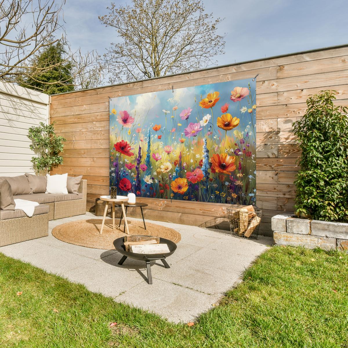 GARTENPOSTER Blumen - Natur - Botanik - Kunst Poster für draußen 180x120 cm - Hellblau, Kunststoff (180/120/0.2cm) - OnlyWow