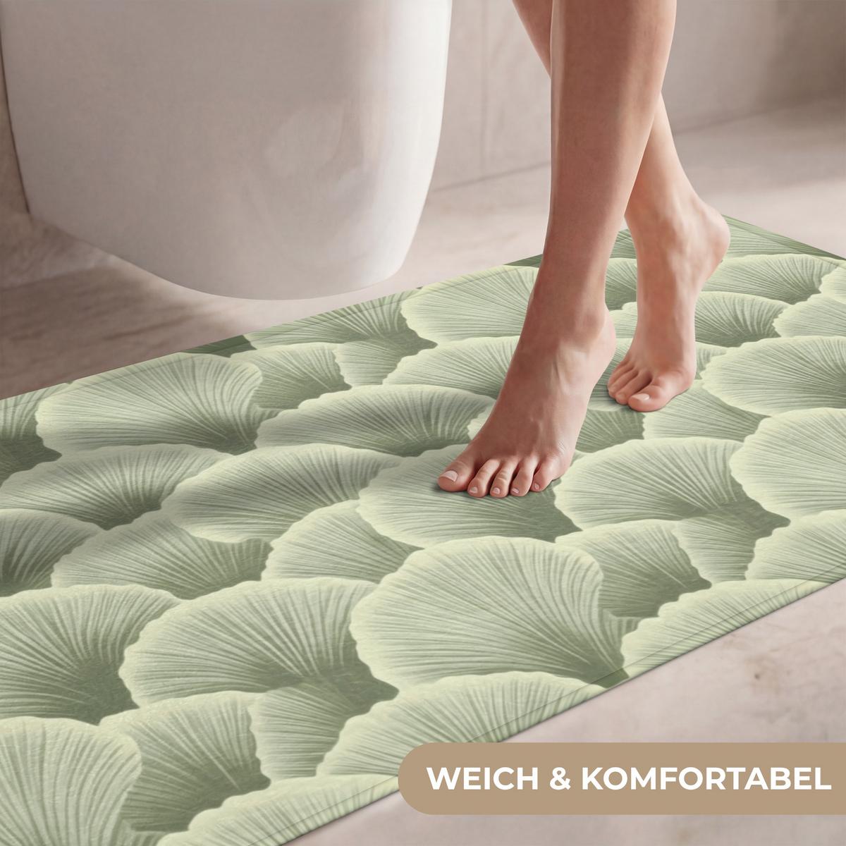WC-VORLEGER Fächer - Blatt - Grün WC Teppich 120x60 cm - Pastellgrün, Textil (120/1cm) - OnlyWow