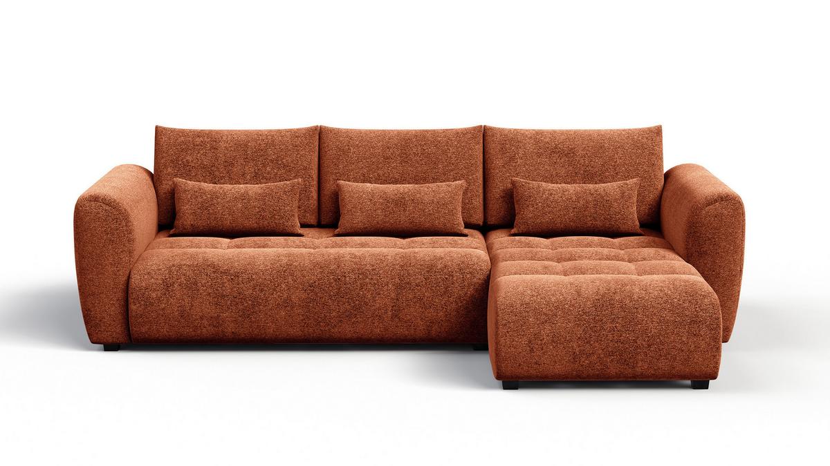 ECKSOFA SORENO 4-Sitzer, orange - Schwarz/Orange, Holz/Textil (293/171cm) - Wozimo