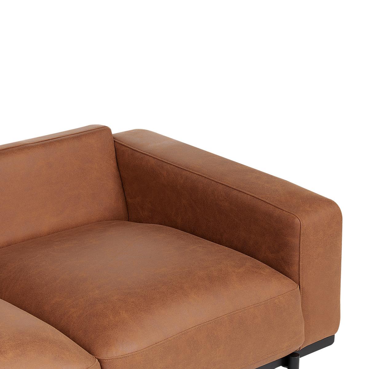 3-SITZER-SOFA Stoff braun Lederoptik Sovik - Braun, Textil (215/72/87cm) - Beliani