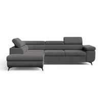 ECKSOFA Argon Dunkelgrau Links - Dunkelgrau/Schwarz, Holz/Textil (255/190cm) - Graingold