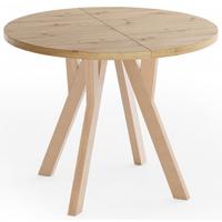 ESSTISCH Avero rund, ausziehbar, Massivholzbeine aus Buche, Eiche Artisan Braun 100-300/100/77 cm - Hellbraun/Eiche Artisan, Holz/Holzwerkstoff (100/300/76.5cm) - WFL GROUP