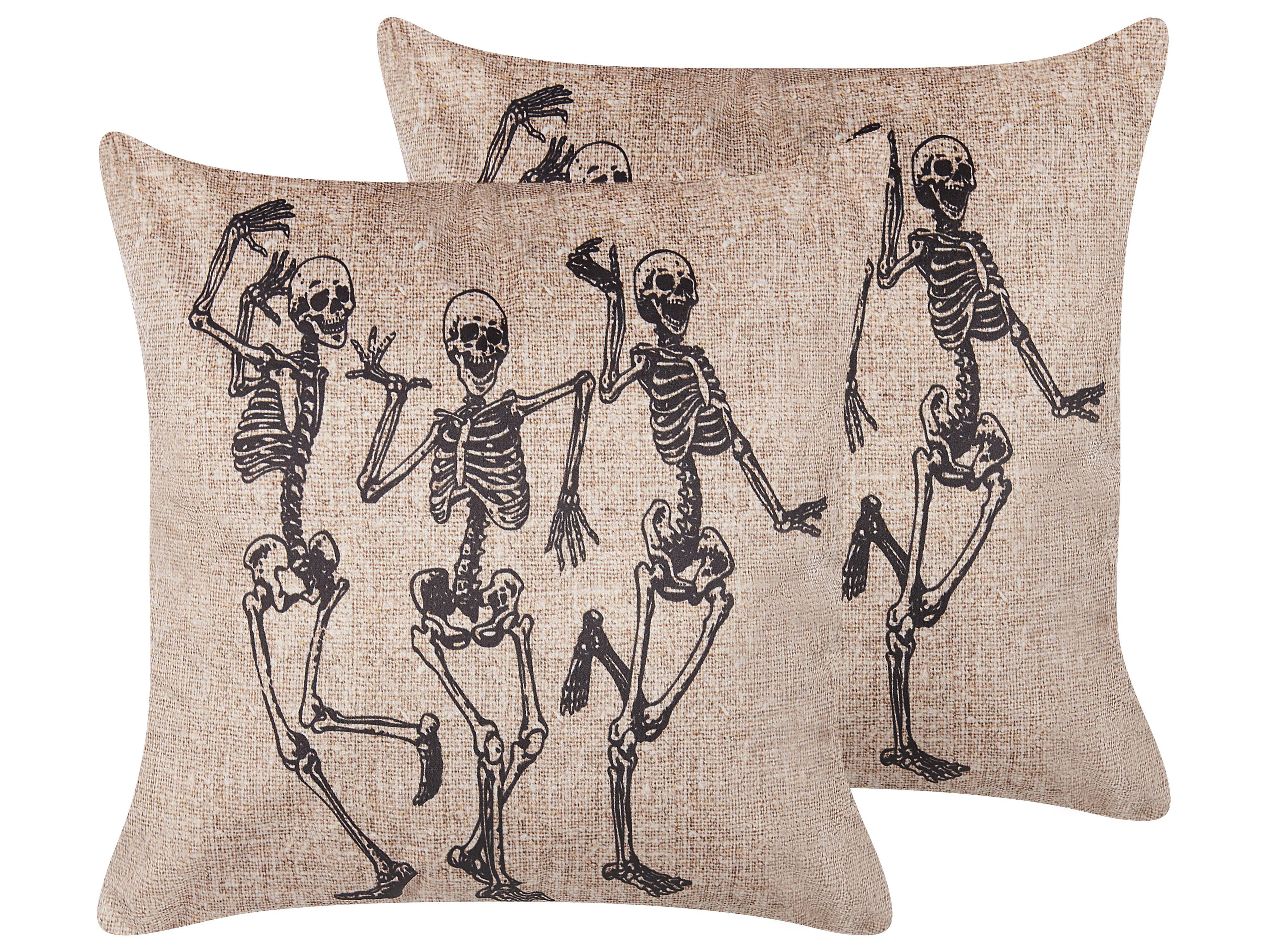 DEKOKISSEN 2er-Set Hellbeige 45/45 cm Mortesti - Beige, Textil (45/45cm) - Beliani
