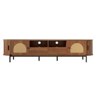 TV-LOWBOARD in holzoptik mit rattan, ovale form und viel stauraum - Walnussfarben, Holzwerkstoff (200/49.5/40cm) - Urban Meuble