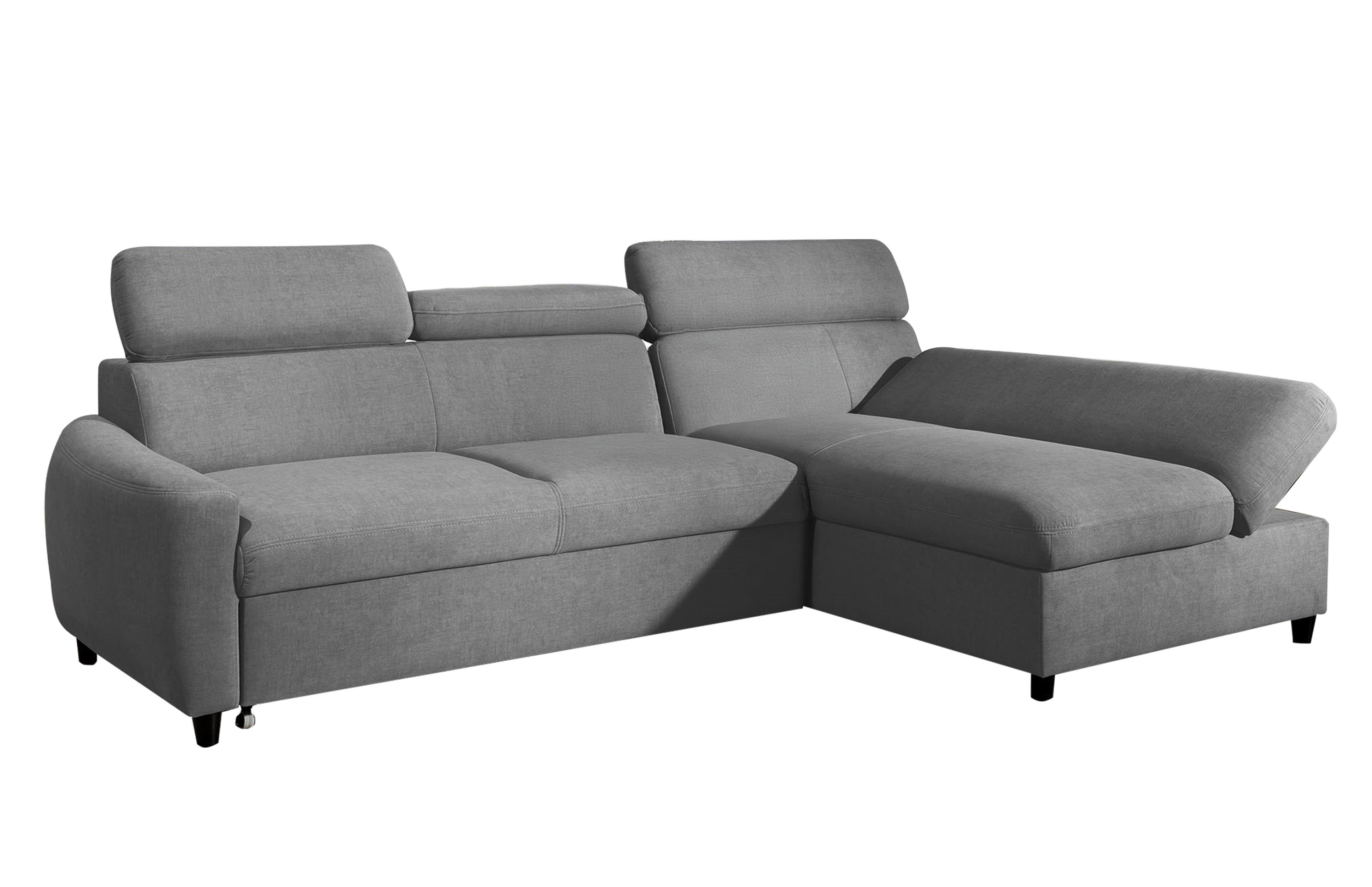 ECKSOFA L Form Olettio Mini Grau 260/170/96 cm Rechts mit Schlaffunktion - Schwarz/Grau, Kunststoff/Textil (260/170cm) - AX Living