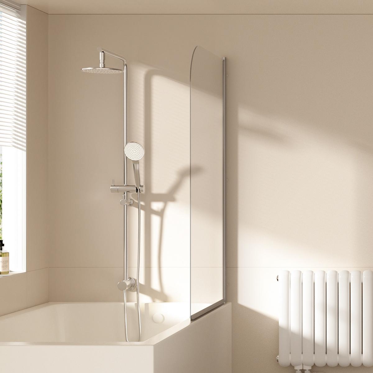 DUSCHWAND für Badewannen mit Schwenkfunktion Leicht zu Reinigen 80/140 cm - Transparent, Glas (80/140cm) - EMKE