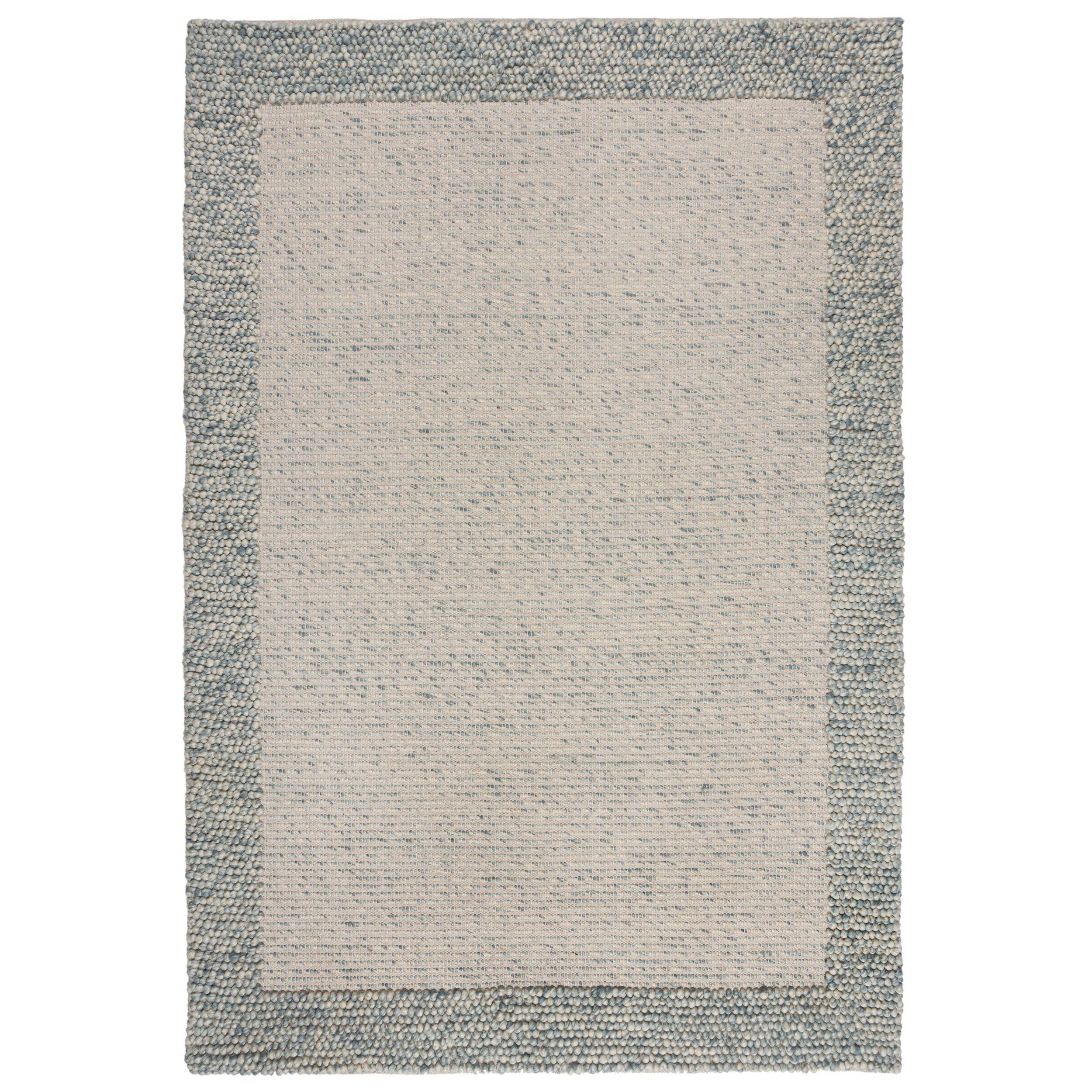 WOLLTEPPICH MOAT, mit Bordüre, Blau-Natur, 120 x 170 cm - Blau, Textil (120/170cm) - KADIMA DESIGN