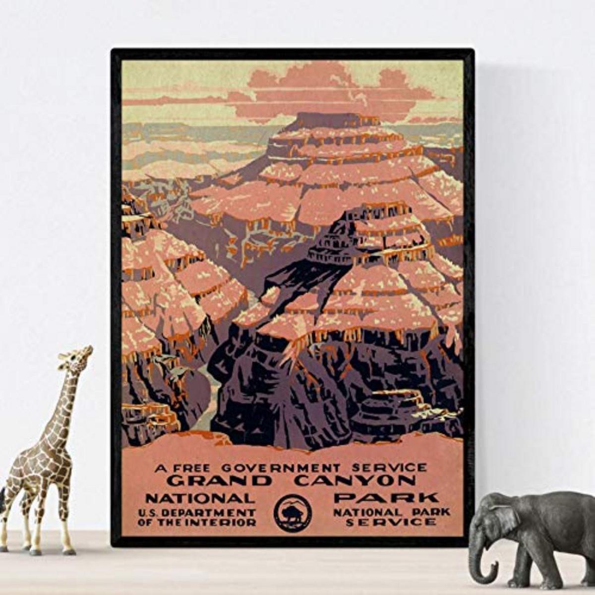 POSTER Set mit 4 Weinleseblätter von Bergen und Flüssen A3 Schwarzer Rahmen - Schwarz, Papier (29.7/3cm) - Nacnic
